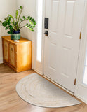 Off White/Ivory Jute Doormat/Entryway Rug, Half Circle Jute Rug, White Jute Welcome Doormat