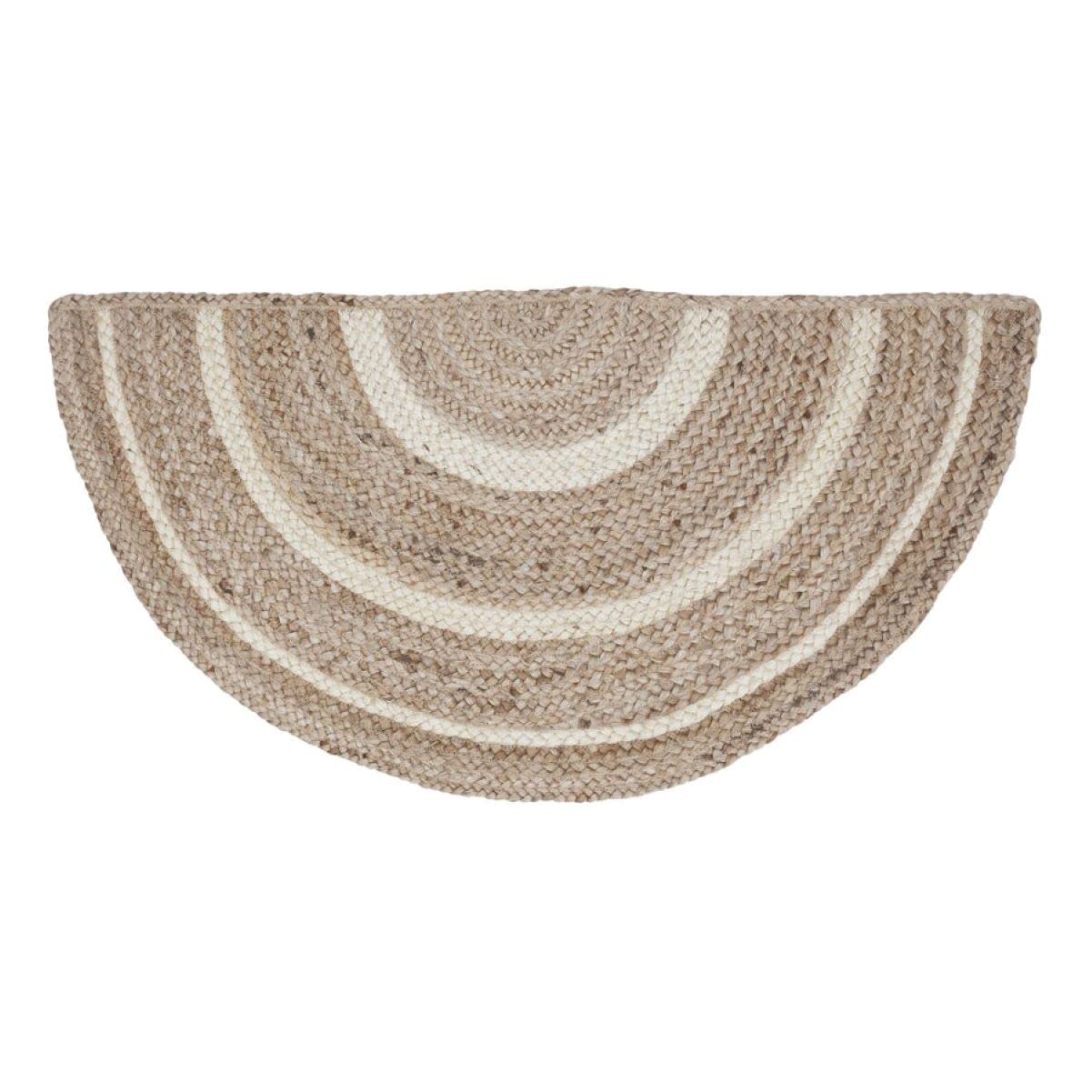 Natural Fiber Entryway Rug for Foyer and Front Door, Half Circle Round Doormat/Bath Mat