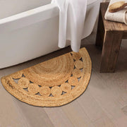 Half Circle Jute Doormat, Handmade Half Moon Rug, Natural Entryway Mat for Front Door Decor