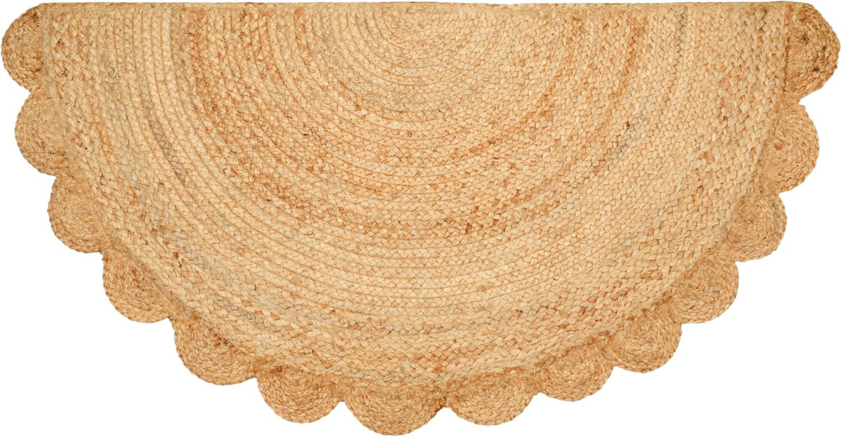Half Round Scalloped Entryway Rug for Front Doom, Half Moon Scalloped Rug Doormat