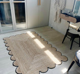 10x14 Foot Jute Scallop Rug for Living Room 8'x8' Square Scalloped Rug for Dining Table