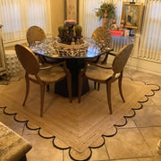 10x14 Foot Jute Scallop Rug for Living Room 8'x8' Square Scalloped Rug for Dining Table