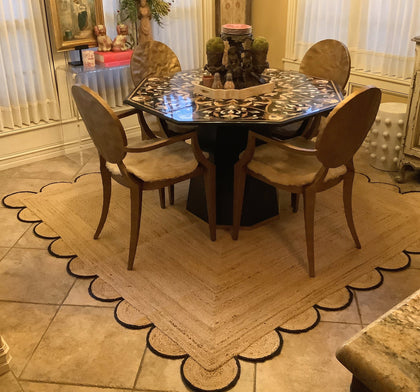 10x14 Foot Jute Scallop Rug for Living Room 8'x8' Square Scalloped Rug for Dining Table