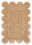 12X15 Scalloped Rug Jute Scalloped Carpet Braided Runner for Entryway Jute Doormat