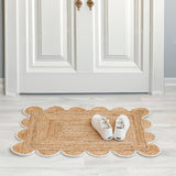 12X15 Scalloped Rug Jute Scalloped Carpet Braided Runner for Entryway Jute Doormat