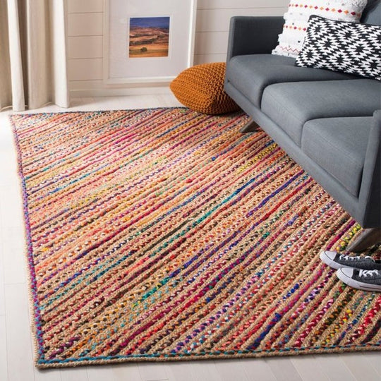 Braided Cotton Rug, Handwoven Area Rug, Cotton Jute Rug, Soft Doormat