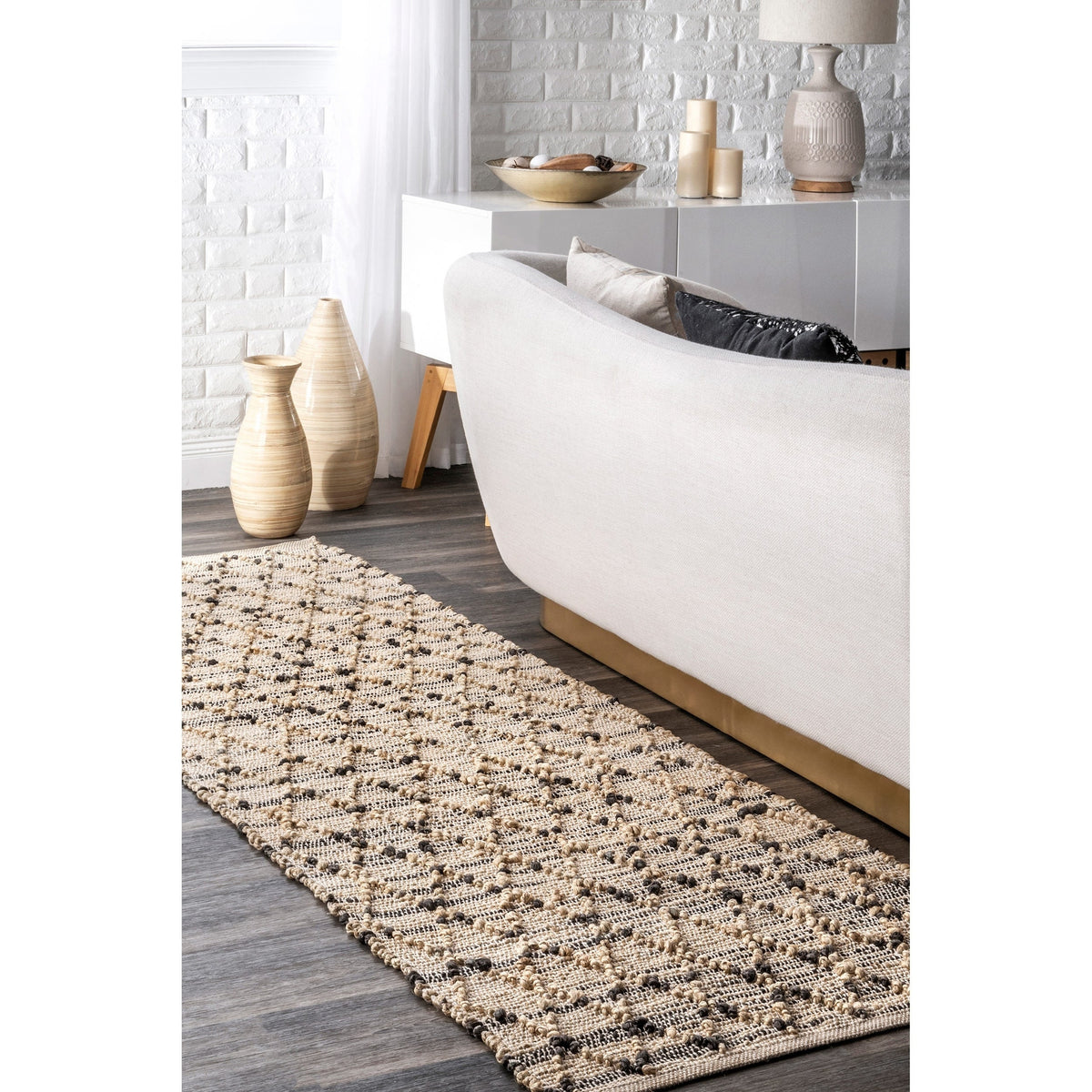 Loomed Jute Runner for Hallway, Natural Fiber Runner, Runner Rug for Kitchen