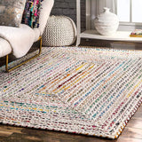 Heavy Duty Braided Rug, Multicolor Cotton Rug, Handwoven Cotton Rug, Chindi Rug