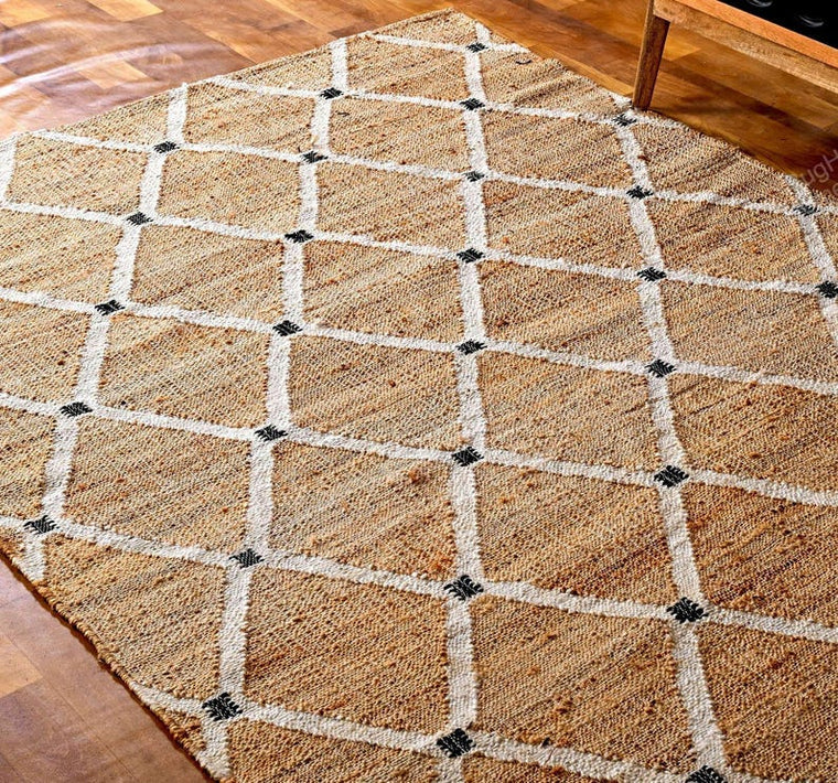 Diamond Pattern Rug Loomed Rug Seagrass Jute Carpet Runner Interior Decor Rug