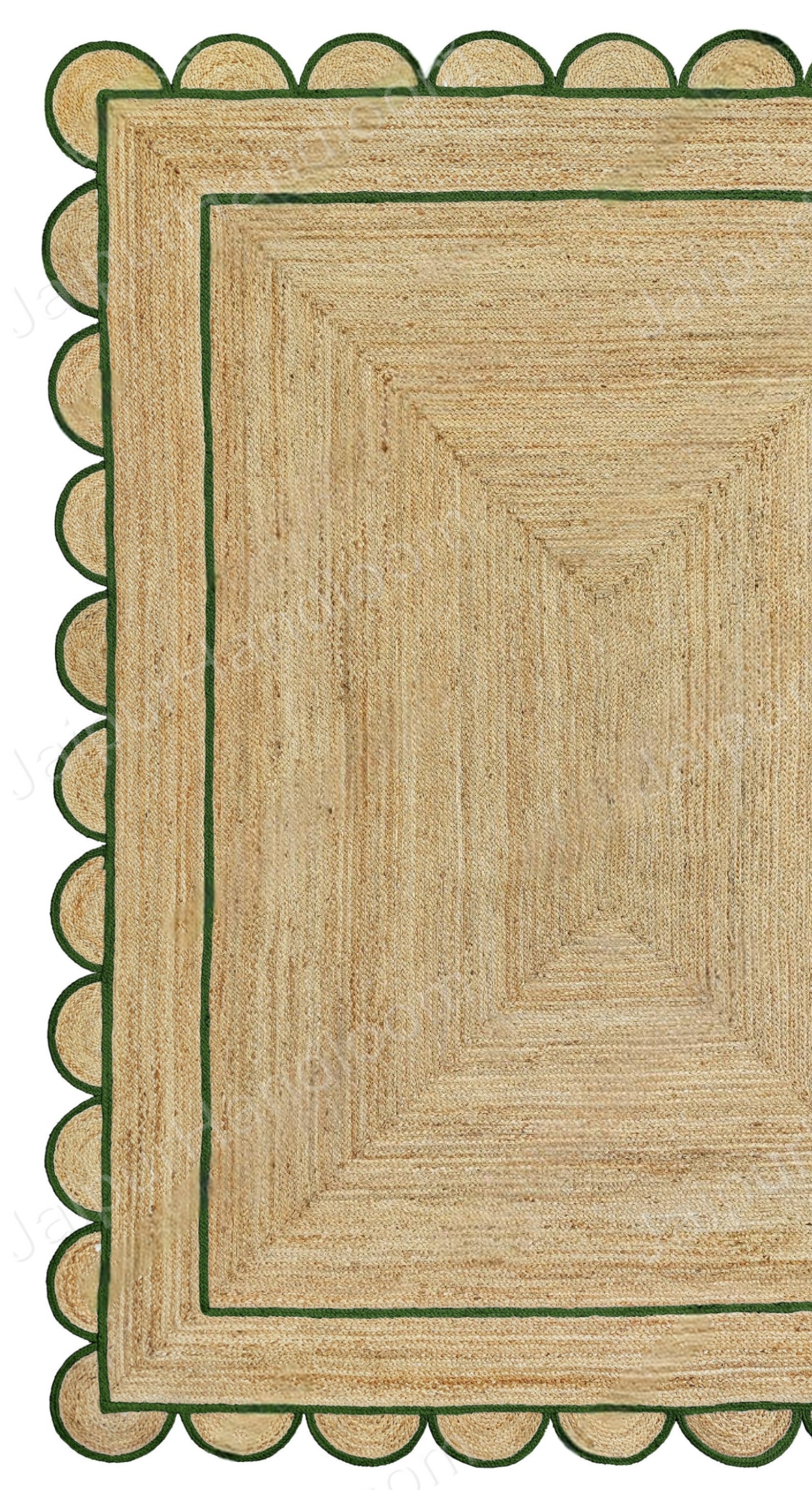 Square Scallop Rug Natural Jute Rug - Scalloped Runner Carpet