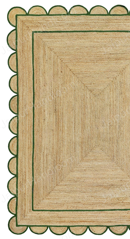 Square Scallop Rug Natural Jute Rug - Scalloped Runner Carpet