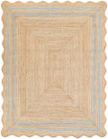 Wavy Jute Rug 4'x6' Wavy Border Scalloped Rug 8'x10' for Living room
