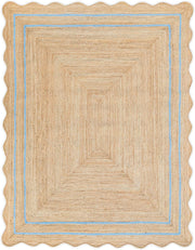Wavy Jute Rug 4'x6' Wavy Border Scalloped Rug 8'x10' for Living room
