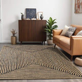 Psychedelic Rugs, Black Jute Rug, Large Area Rug for Heavy Traffic, Indoor Outdoor Rugs