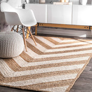 Natural Fiber Rug, Striped Pattern Rug, Jute Area Rug for Living Room/Bedroom