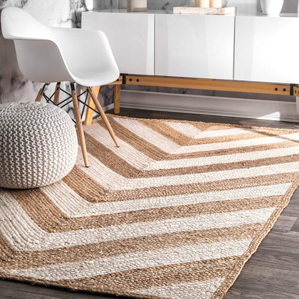 Natural Fiber Rug, Striped Pattern Rug, Jute Area Rug for Living Room/Bedroom