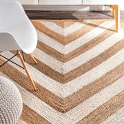 Natural Fiber Rug, Striped Pattern Rug, Jute Area Rug for Living Room/Bedroom