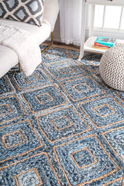 Denim Jute Rug, Denim Rug Carpet, Natural Fiber Rug, Rug for Living Room