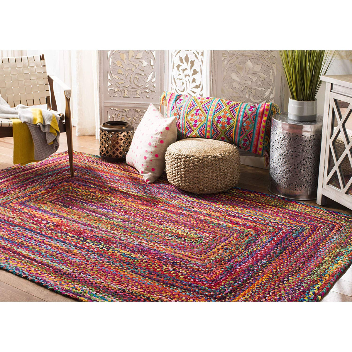 Braided Cotton Rug, Chindi Rug Runner, Handwoven Rug, Cotton Area Rug