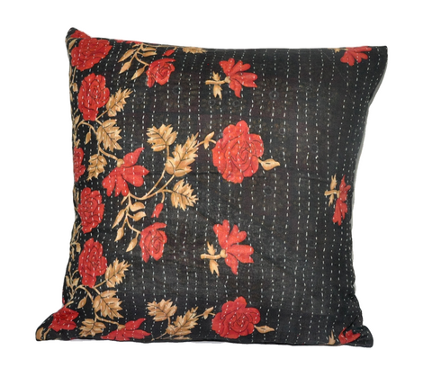 24" decorative cushion cover sofa couch pillows indian boho kantha cushions