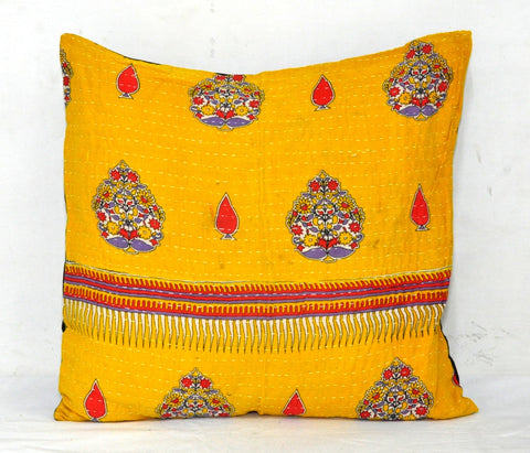 24" designer cushion and pillow covers for sofa indian kantha throw pillows