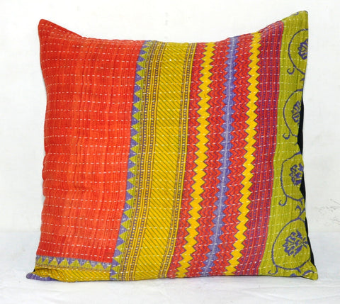 24" vintage kantha throw pillow indian handmade sofa cushion covers