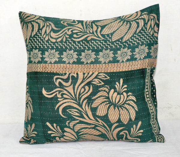 24X24 inches Kantha quilted pillows floor cushions sofa throw pillows