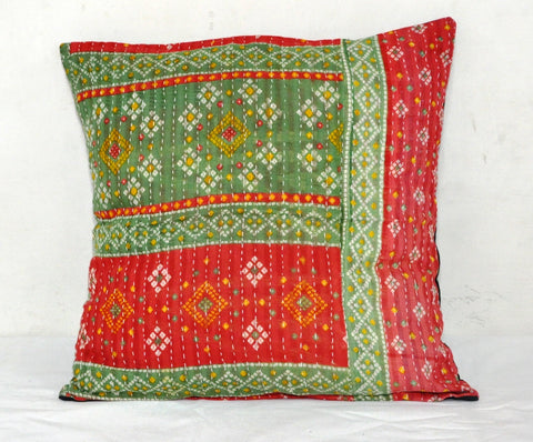 24X24 indian kantha throw pillow cover large sofa couch cushions cover