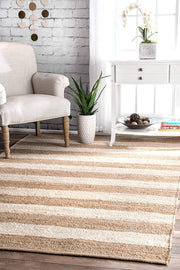 White Area Rug, Striped Pattern Rug, Natural Fiber Rug, Jute Area Rug Carpet