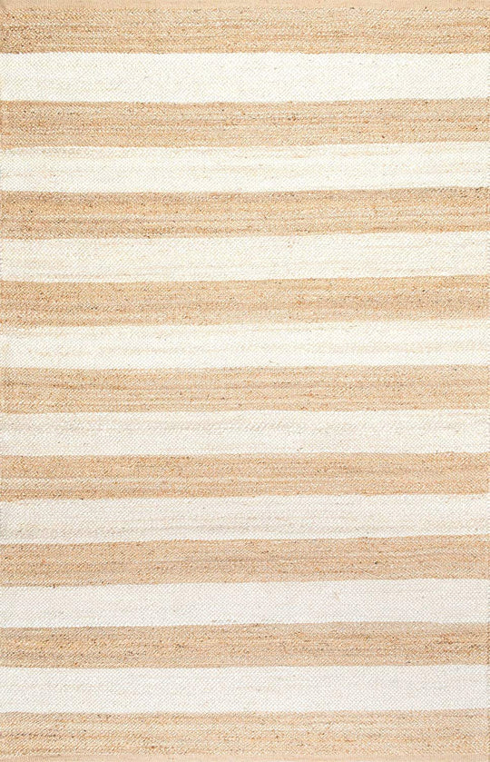 White Area Rug, Striped Pattern Rug, Natural Fiber Rug, Jute Area Rug Carpet