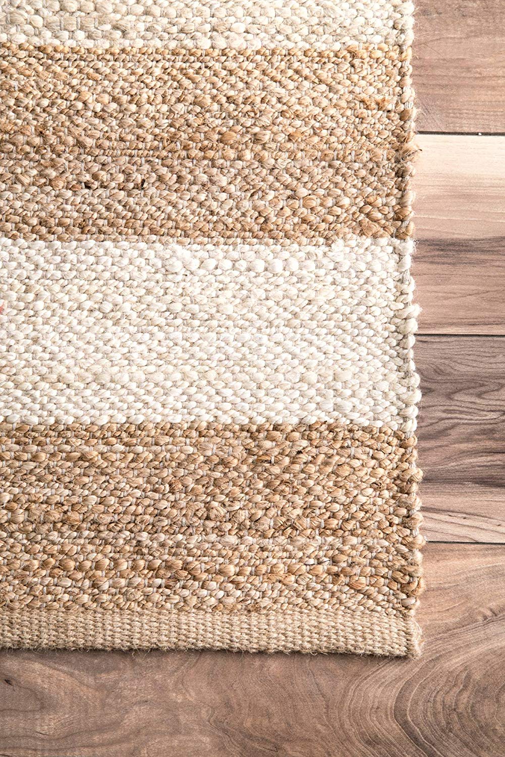 White Area Rug, Striped Pattern Rug, Natural Fiber Rug, Jute Area Rug Carpet