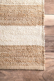 White Area Rug, Striped Pattern Rug, Natural Fiber Rug, Jute Area Rug Carpet