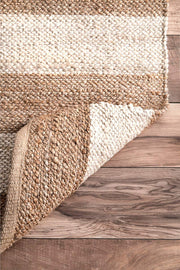 White Area Rug, Striped Pattern Rug, Natural Fiber Rug, Jute Area Rug Carpet