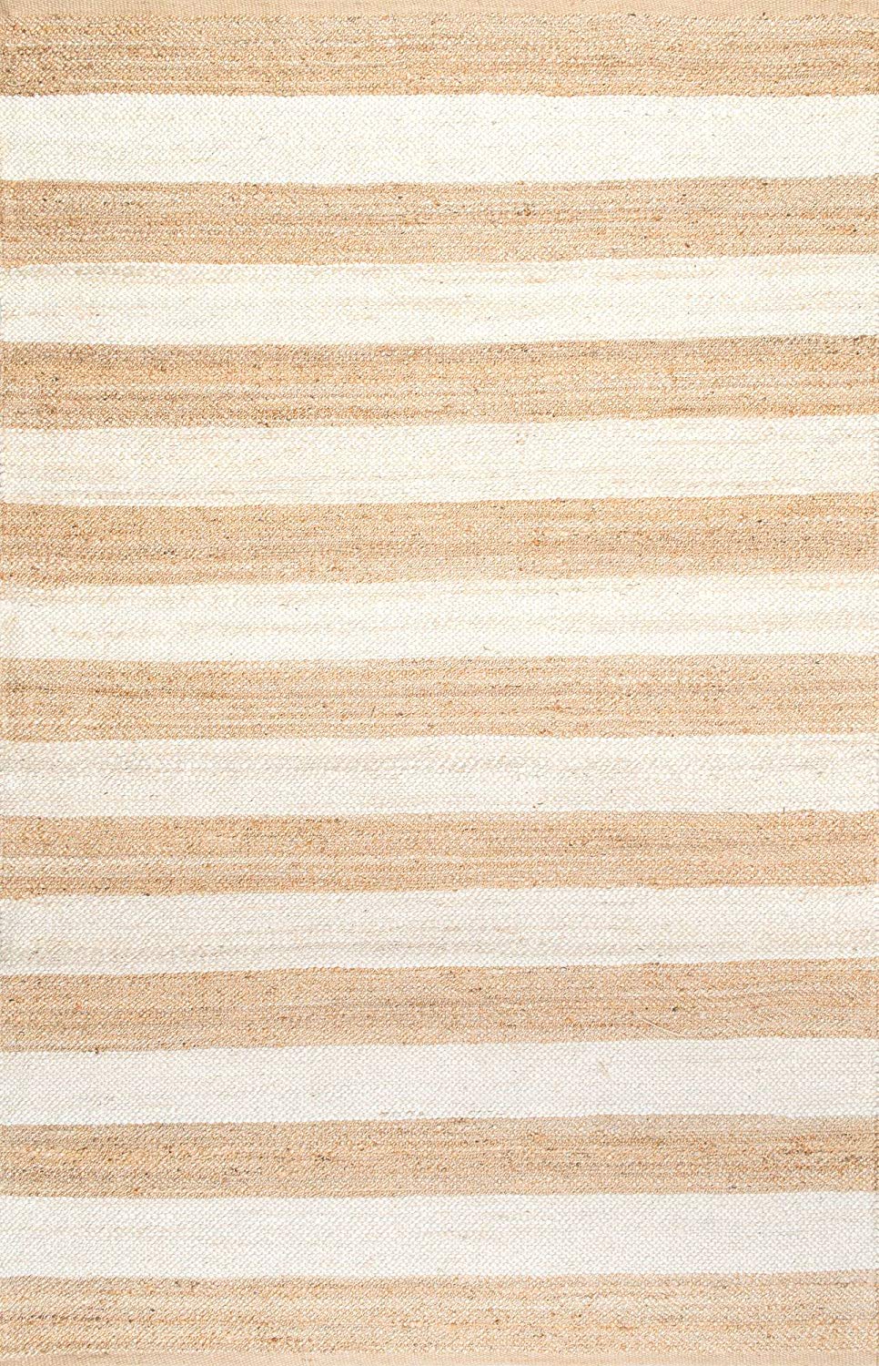 White Area Rug, Striped Pattern Rug, Natural Fiber Rug, Jute Area Rug Carpet