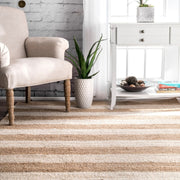 White Area Rug, Striped Pattern Rug, Natural Fiber Rug, Jute Area Rug Carpet
