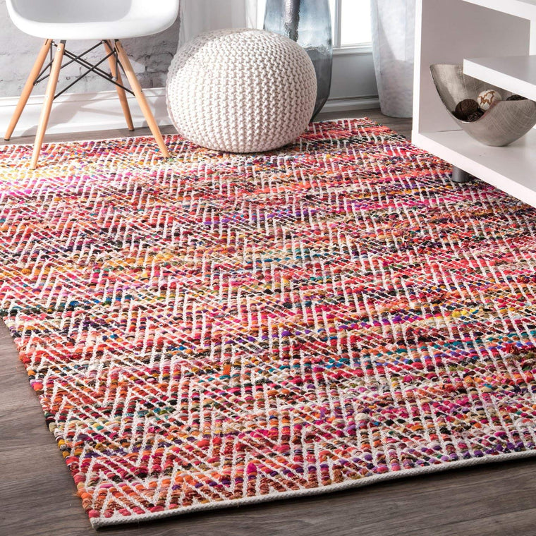 Loomed Cotton Rug, Cotton Area Rug, Handwoven Rug, Braided Cotton Rug Carpet