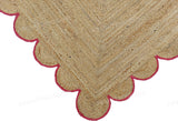 2.5X14 Scalloped Jute Runner Custom Size Rugs Oversize Jute Rugs Patio Floor Carpet