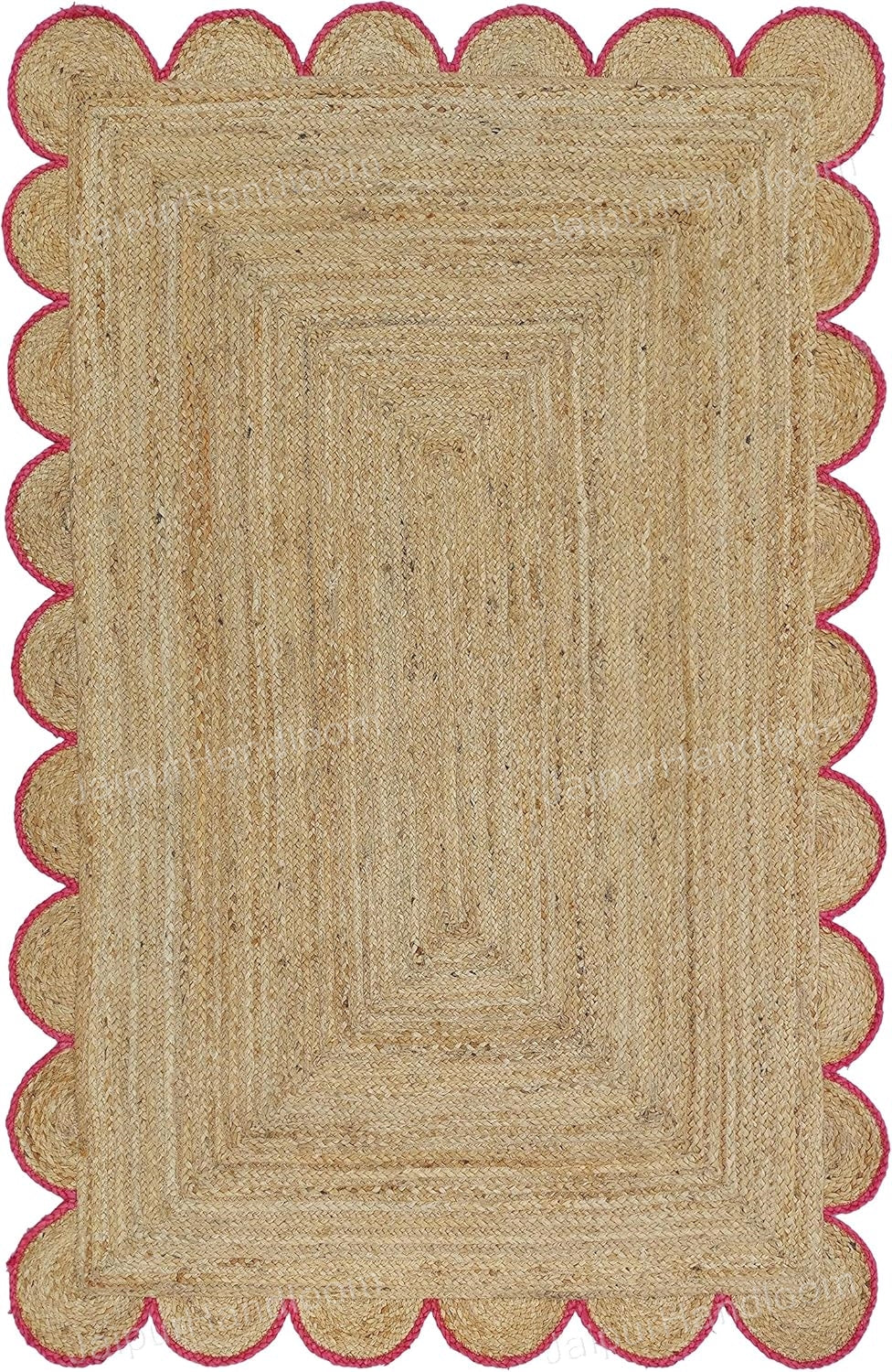 2.5X14 Scalloped Jute Runner Custom Size Rugs Oversize Jute Rugs Patio Floor Carpet
