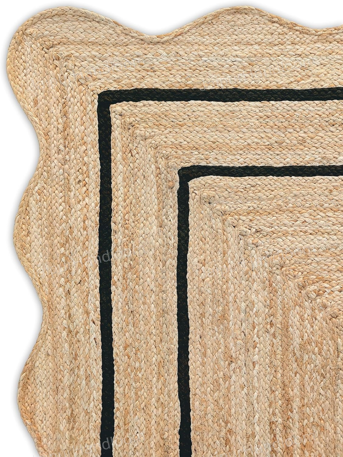 2.5x18 Feet Scalloped Wavy Runner Jute Scalloped Runner for Entryway 3X14 Feet