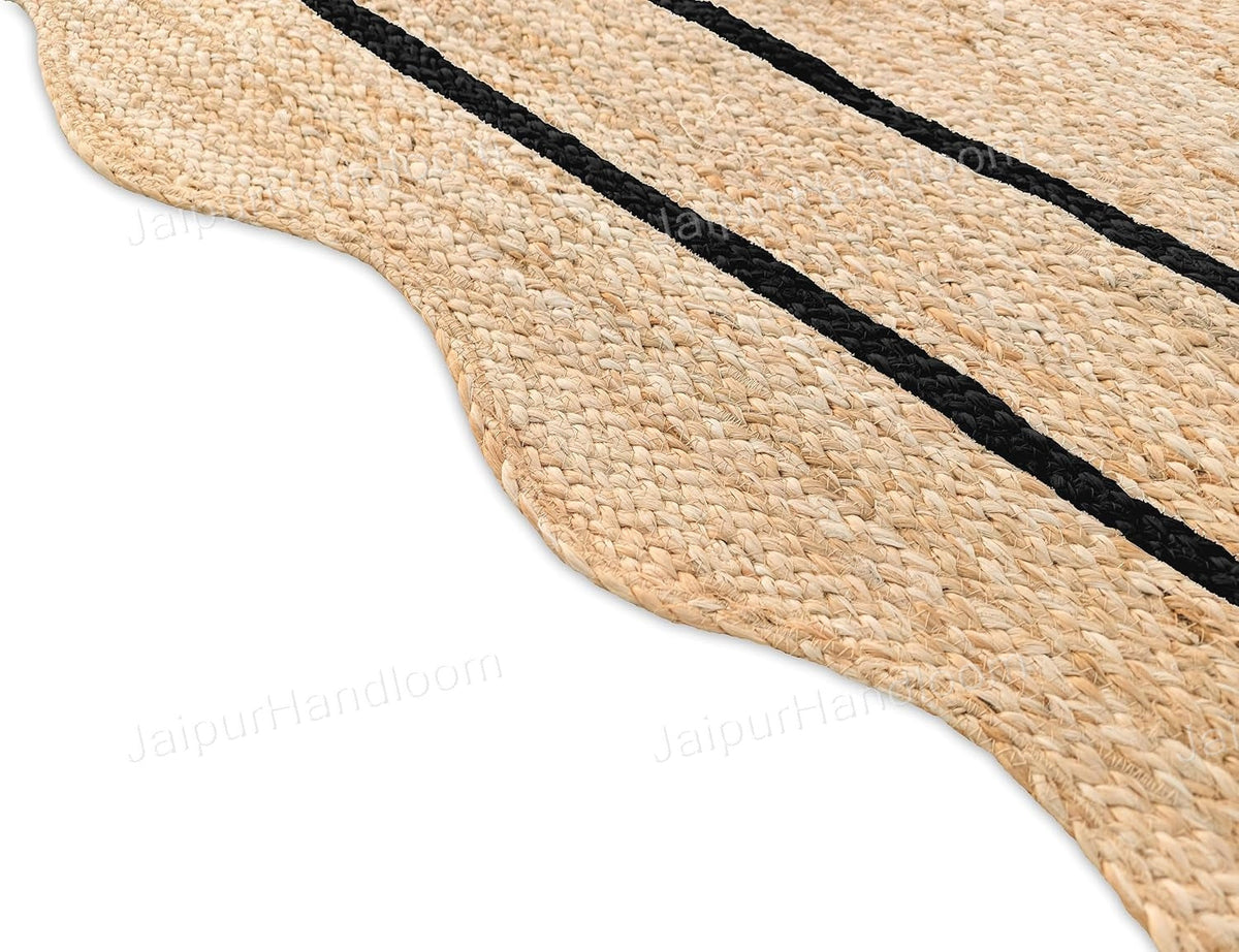 2.5x18 Feet Scalloped Wavy Runner Jute Scalloped Runner for Entryway 3X14 Feet