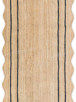 2.5x18 Feet Scalloped Wavy Runner Jute Scalloped Runner for Entryway 3X14 Feet
