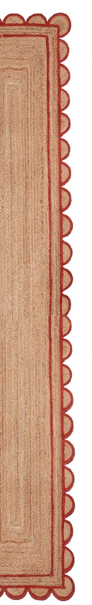 2.6'x20' Jute Scalloped Runner for Hallway Braided Jute Runner for Kitchen 3'x8'