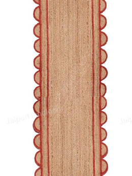 2.6'x20' Jute Scalloped Runner for Hallway Braided Jute Runner for Kitchen 3'x8'