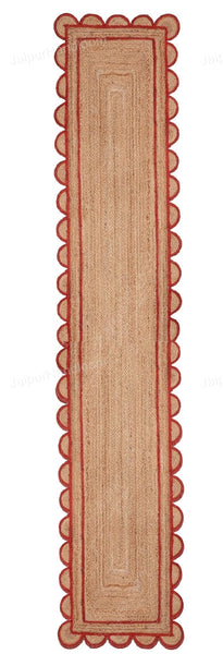 2.6'x20' Jute Scalloped Runner for Hallway Braided Jute Runner for Kitchen 3'x8'