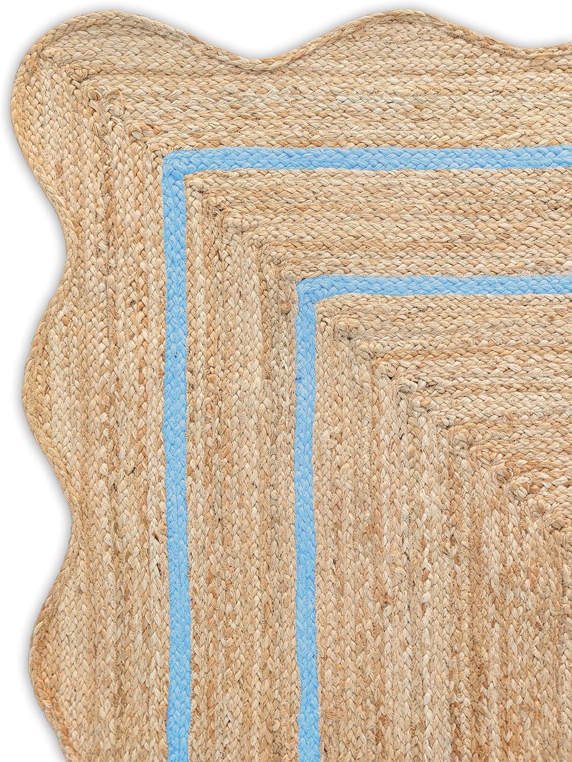 Wavy Jute Rug 4'x6' Wavy Border Scalloped Rug 8'x10' for Living room