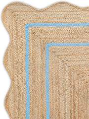 Wavy Jute Rug 4'x6' Wavy Border Scalloped Rug 8'x10' for Living room