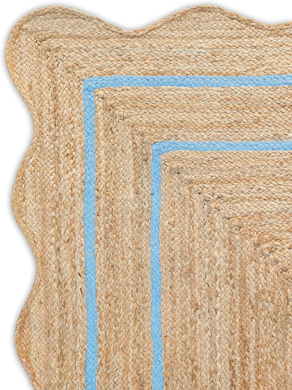Wavy Jute Rug 4'x6' Wavy Border Scalloped Rug 8'x10' for Living room