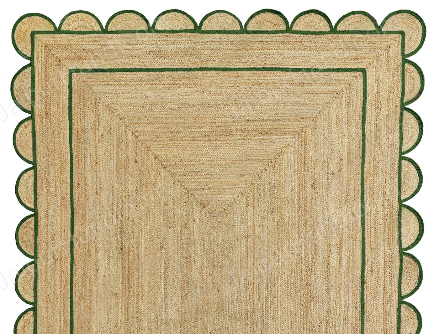 Square Scallop Rug Natural Jute Rug - Scalloped Runner Carpet