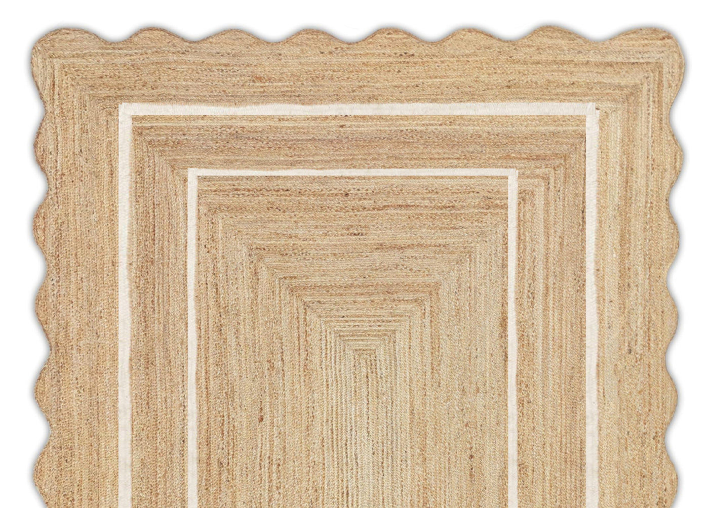 Scallop Rug - Wavy Scalloped Rug, Wavy Edge Jute Rug, Scalloped Jute Rug