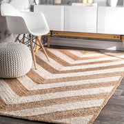 Natural Fiber Rug, Striped Pattern Rug, Jute Area Rug for Living Room/Bedroom